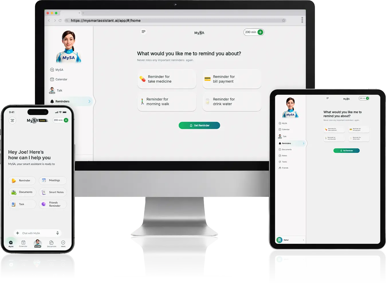 MySA on Web, Mobile and Tablet